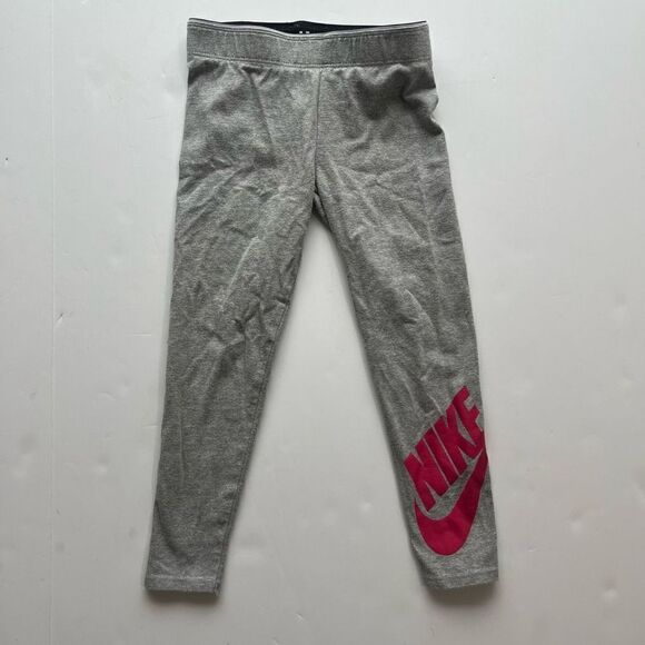 🔥4/$25 Nike Girl’s Gray Pink Athletic Track Leggings  Pants Size 6M 5-6 Years - Picture 1 of 4